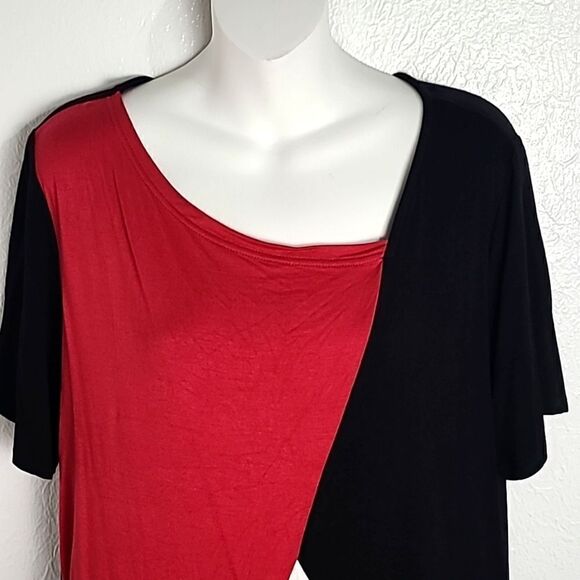 Sarin Mathews Colorblock Top, Black, Red & White, Size XL - Picture 2 of 6